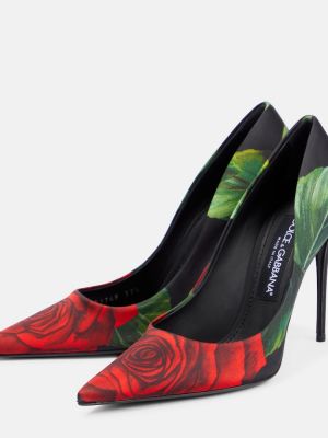 Полуотворени обувки на цветя от джърси Dolce&gabbana черно