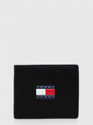 Kožená peněženka Tommy Jeans černá