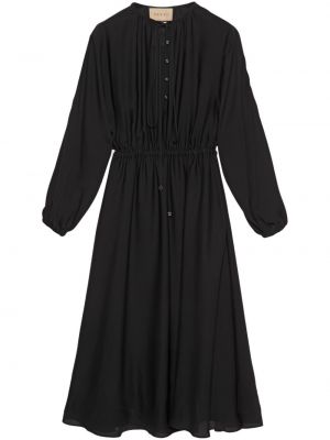 Svilena midi obleka Gucci črna