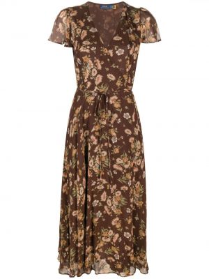 Bombažna bombažna obleka s karirastim vzorcem Polo Ralph Lauren