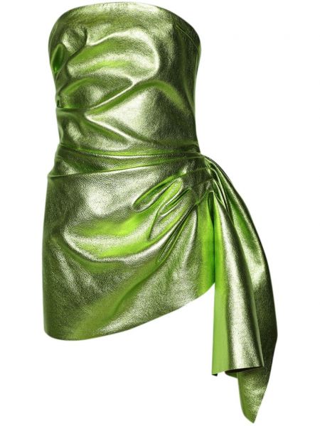 Iš natūralios odos suknele kokteiline Laquan Smith žalia