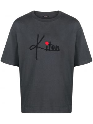 Bavlněné tričko s výšivkou Kiton šedé