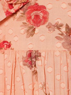 Vestido midi de algodón de flores Loveshackfancy rosa