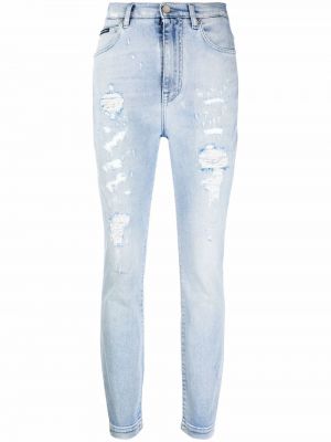 Skinny džíny s oděrkami Dolce & Gabbana modré