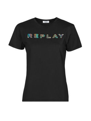 Černé tričko s krátkými rukávy Replay