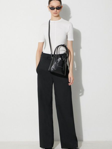 Jednobarevné kalhoty s vysokým pasem Mm6 Maison Margiela černé