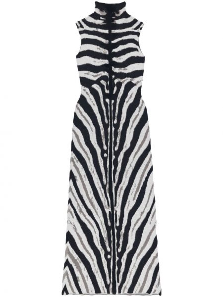 Midi obleka brez rokavov s potiskom z zebra vzorcem The Attico