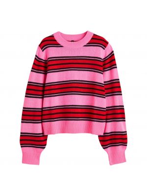 Жаккардовый свитер в полоску H&m розовый