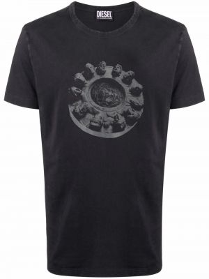 T-shirt z nadrukiem z printem Diesel, сzarny