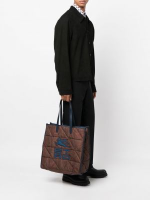 Pikowana shopperka z nadrukiem z wzorem paisley Etro brązowa