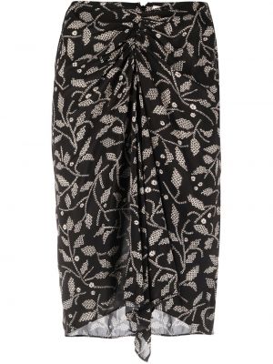 Květinové viskózové obálkové sukně Isabel Marant Etoile - černá