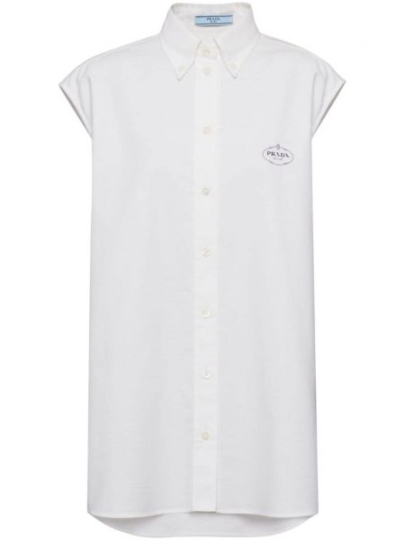 Krekls bez piedurknēm ar apdruku Prada balts