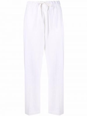 Lniane proste spodnie Mm6 Maison Margiela - biały
