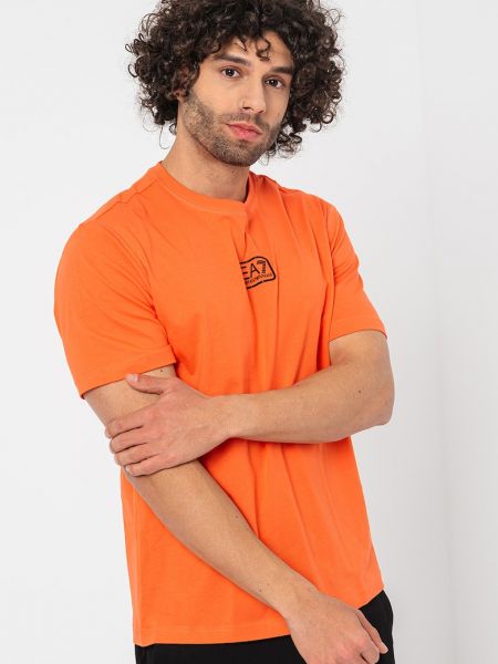 Хлопковая футболка Ea7 оранжевая