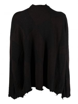 Sweter z przetarciami w abstrakcyjne wzory Rundholz brązowy
