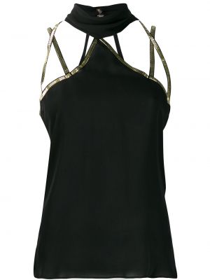 Klasický hedvábný top s knoflíky bez rukávů Versace Pre-owned - černá