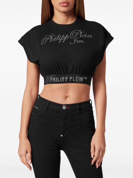 Marškinėliai su kristalais Philipp Plein juoda