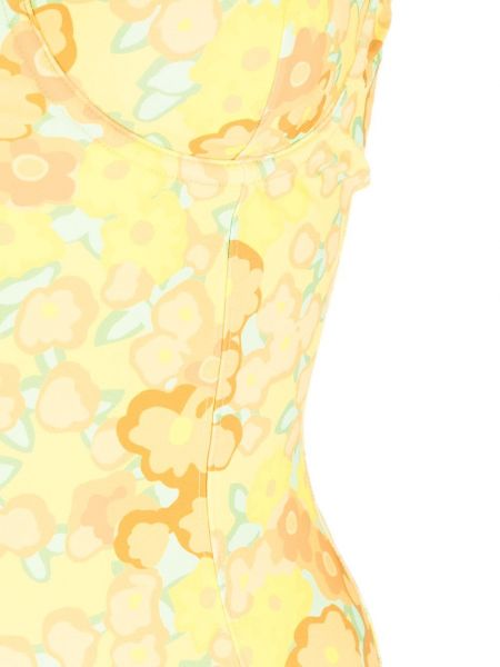 Květinové plavky s potiskem Tory Burch žluté