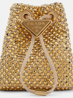 Τσάντα ώμου με πετραδάκια Prada χρυσό