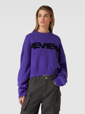 Dzianinowy sweter oversize Review Female fioletowy