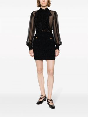 Žakárové mini sukně s knoflíky Elisabetta Franchi černé