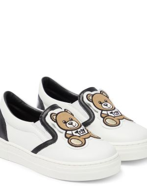 Læder sneakers for piger Moschino Kids hvid