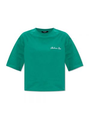 T-shirt mit stickerei Balmain grün