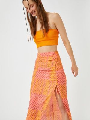 Midi suknja Koton narančasta
