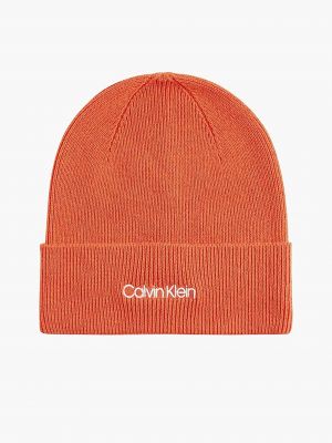 Kašmírová vlnená čiapka Calvin Klein oranžová