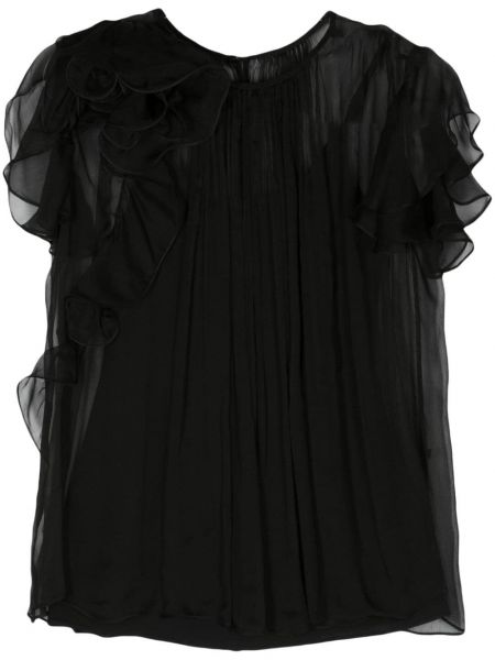 Копринена блуза на цветя Nissa черно