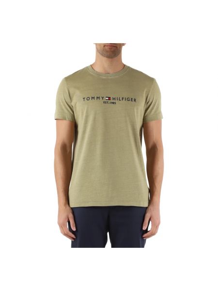 Slim fit t-shirt aus baumwoll Tommy Hilfiger grün