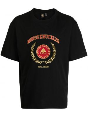 Памучна тениска с принт Moose Knuckles черно