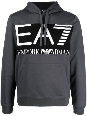 Trykt hettegenser Ea7 Emporio Armani grå