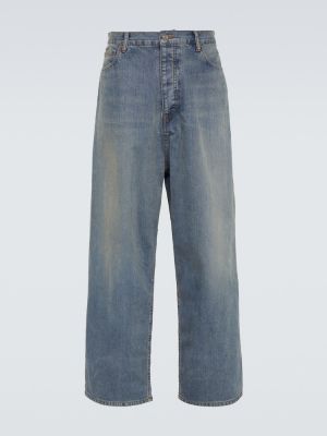 Wodoodporne proste jeansy relaxed fit Balenciaga niebieskie