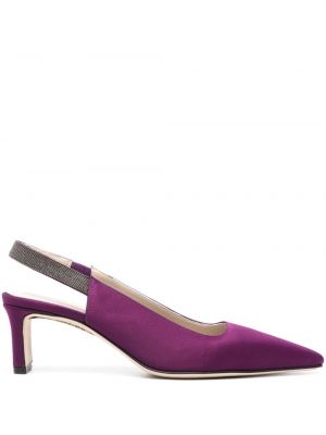 Pantofi cu toc din piele de căprioară de cristal Fabiana Filippi violet
