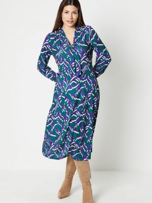 Трикотажный платье на запах с абстрактным узором Wallis синий