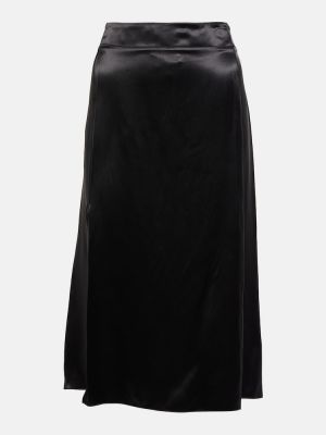 Satynowa spódnica midi Bottega Veneta czarna