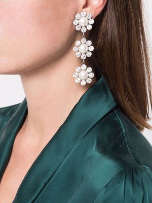 Pendientes de flores de cristal Alessandra Rich blanco