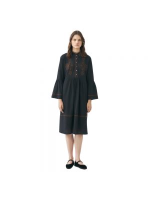 Lniana sukienka midi Antik Batik czarna