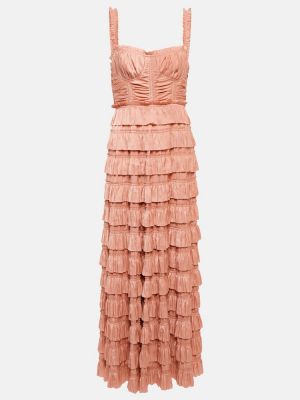 Saténové dlouhé šaty Ulla Johnson růžové