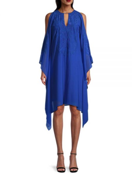 Платье миди с вышивкой с драпировкой Ungaro синий
