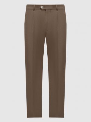 Лляні штани Brunello Cucinelli коричневі