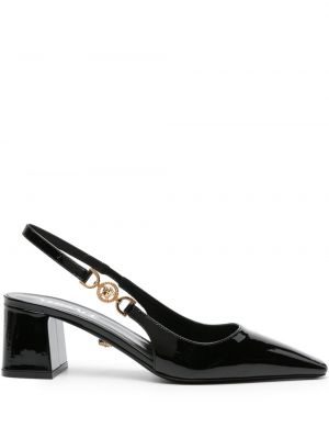 Полуотворени обувки с отворена пета Versace черно