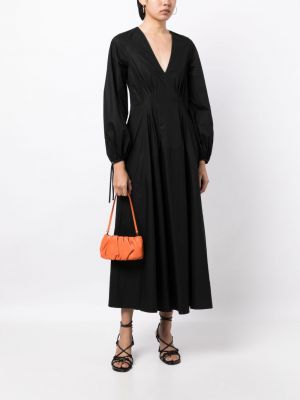 Kleid aus baumwoll mit v-ausschnitt Lee Mathews schwarz