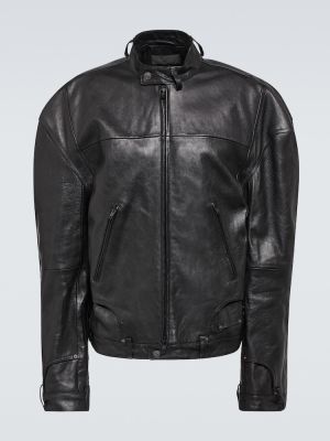 Kožna jakna oversized Balenciaga crna