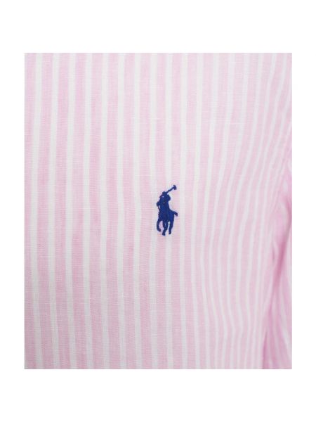 Camisa con bordado de lino Polo Ralph Lauren rosa