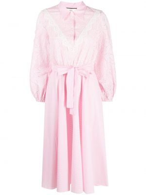 Robe mi-longue brodé Nissa rose