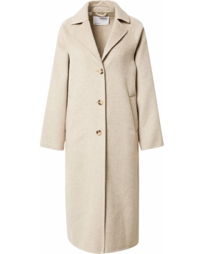 Palton de iarna de lână oversize Selected Femme bej
