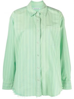 Pruhované bavlněné dlouhá košile s dlouhými rukávy Alexanderwang.t - zelená