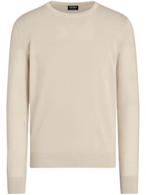Pull en tricot col rond Zegna beige